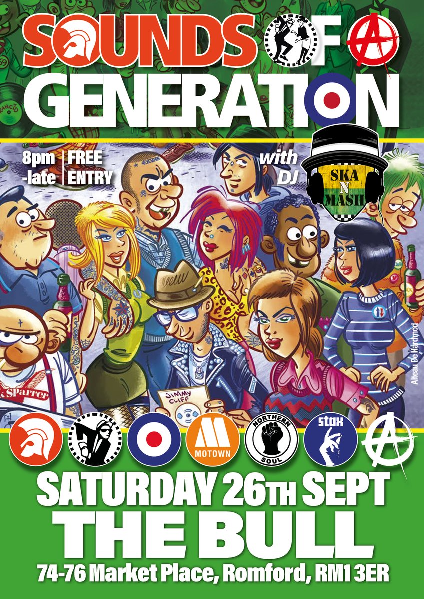 skaNmash's tweet photo. DJ Ska N Mash takes his Sounds of a Generation selection to the @BullRomford  Plenty of #ska #reggae #motown #soul &amp; more guaranteed to get you singing and dancing the night away. FREE entry - please contact the pub direct if you wish to book a table: 01708 760952 https://t.co/tzsGXPYdOf