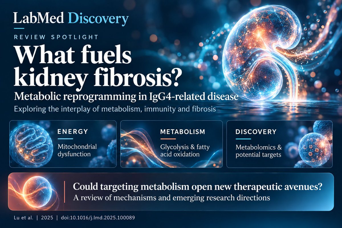 wangivy23627's tweet photo. What fuels kidney fibrosis in IgG4-related disease?
This LMD review explores how metabolic reprogramming and immune dysregulation intertwine—and highlights potential targets for future therapies.
https://t.co/2C8dkS9yRz
#LabMedDiscovery #IgG4 #Fibrosis https://t.co/peUtMduxWw