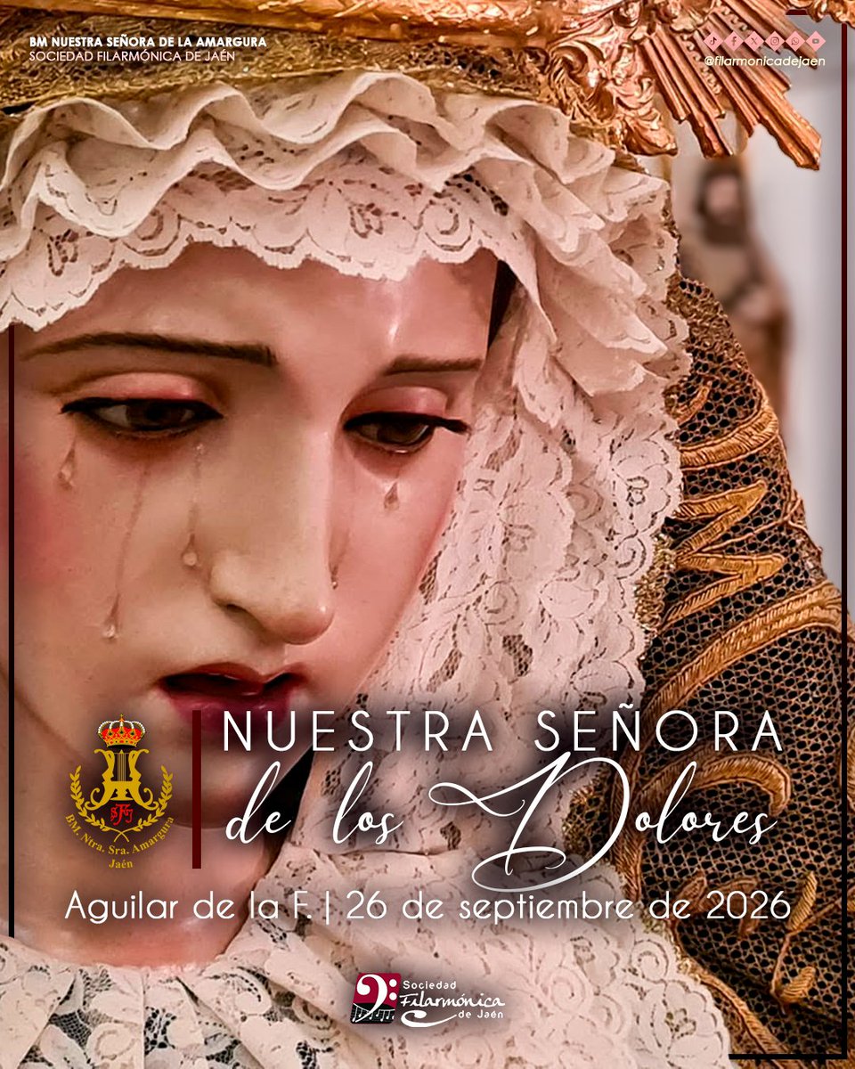 filarmonicajaen's tweet photo. AGENDA
📲 En el día de hoy, volvemos a Aguilar de la Frontera para ser partícipes del 125 aniversario de la Congregación de los Dolores.
⛪ Parroquia de Santa María del Soterraño
🕐 20:15
✍️ Producciones A²
#SuenaLaFilarmonica
#SFJ
#BMNSA https://t.co/1x01Z9QJP7