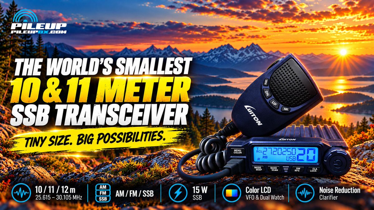 pileupdx's tweet photo. The Luiton LT-310SDR Mini SSB is coming to Pileup in Europe!

10/11/12 m, AM/FM/USB/LSB and up to 15 W SSB in a seriously compact package.

First EU batch is limited — reserve yours today!

https://t.co/BSvykb78WS

#HamRadio #10m #28MHz #CBRadio #11Meter #DXing #SSB https://t.co/FFTNlacKkM