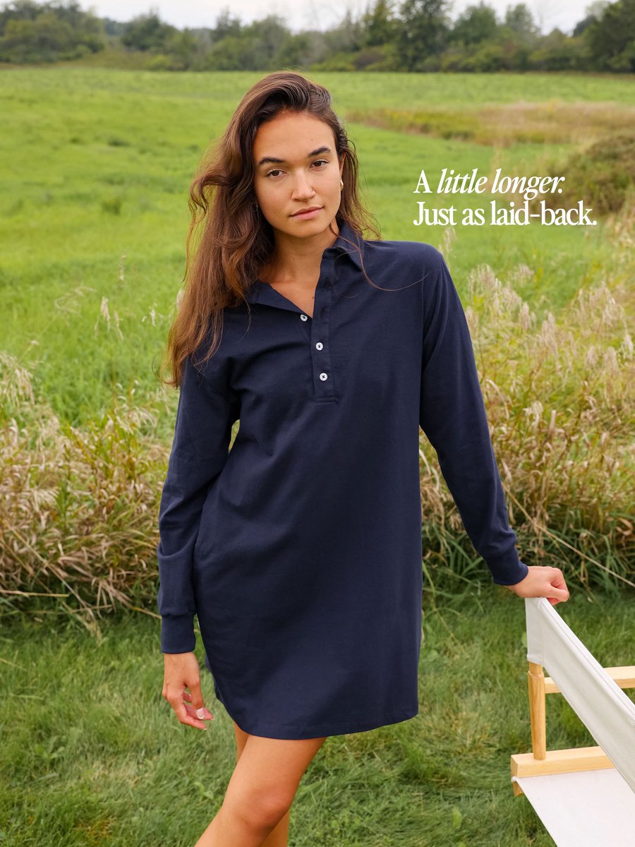 ProvinceCanada's tweet photo. 🌾Inspired by vintage polo dresses we grew up on, our new Long Sleeve Polo Dress brings a little more length to a familiar favourite. Made in Canada, with long sleeves for cooler days and a classic polo collar that makes getting dressed feel like you’ve made an effort. Even when you haven’t. https://t.co/qcqfMSG8g1