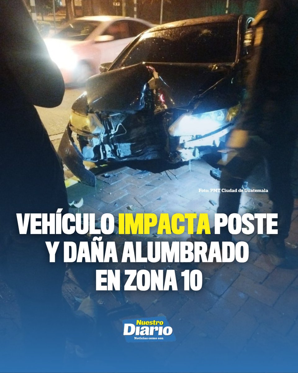 ⚠️🚗 VEHÍCULO IMPACTA POSTE Y DAÑA ALUMBRADO EN ZONA 10 🚗💡 Un vehículo impactó contra un poste en la avenida Reforma y 13 calle, zona 10, provocando daños …