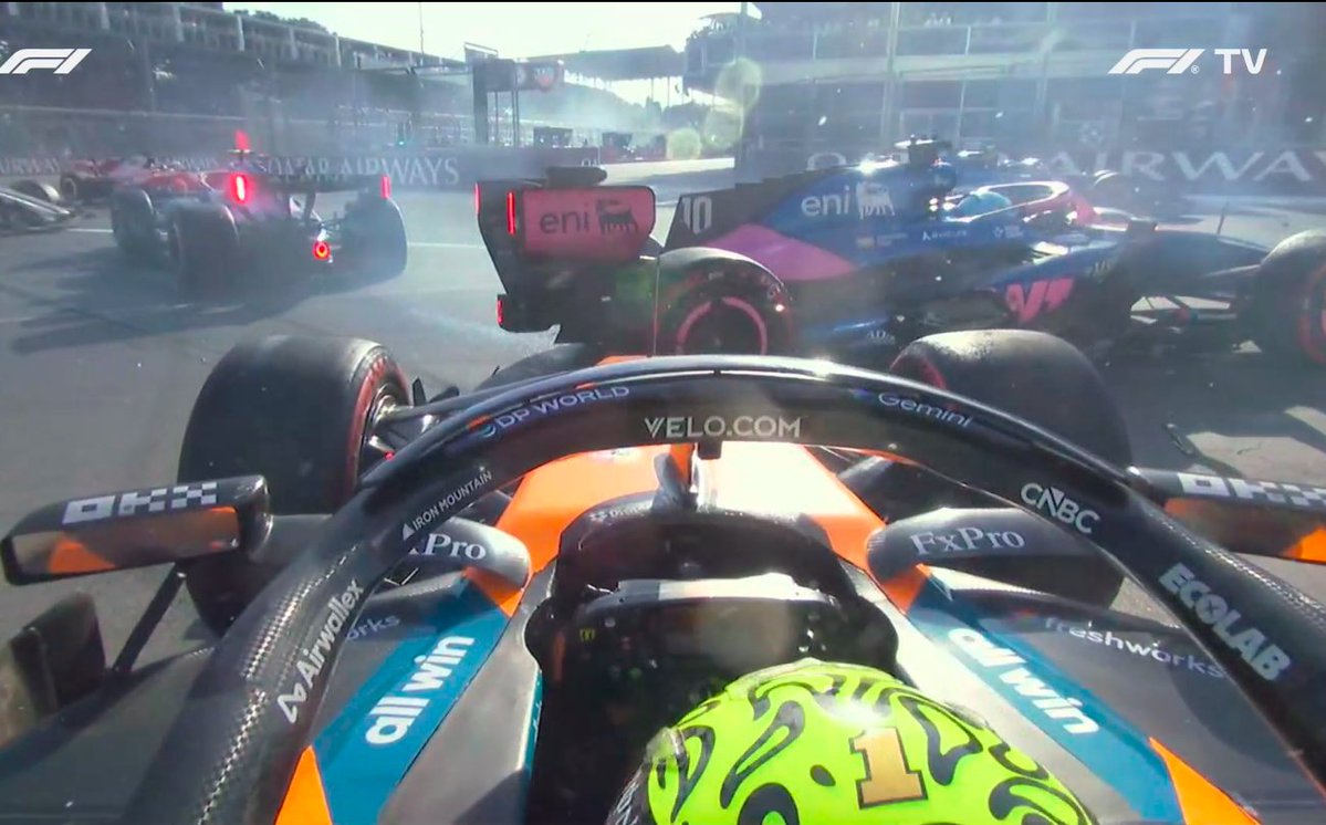 ln4norris's tweet photo. lando: "oooh that's good"
will: "are you out mate?"
lando: "yeah im out. well- yeah rear wing's fucked."
will: "i'm sorry mate" https://t.co/M2f8I3knWH