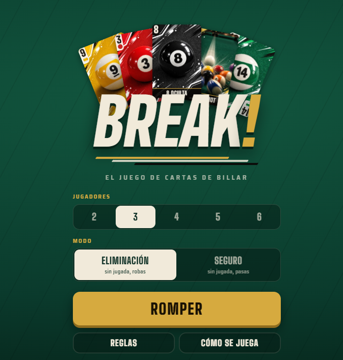 KornBush's tweet photo. 🎱 He creado BREAK!, un juego de cartas de billar.

Coincide por número, color o tipo, lanza un Break Shot a tus rivales y mete la Bola Negra antes que nadie.
Gratis, en el navegador y sin instalar nada:

https://t.co/qFqj4PnOQb

#juegosdecartas #indiedev #CardGame #TabletopGames https://t.co/SZbVmmldJ2