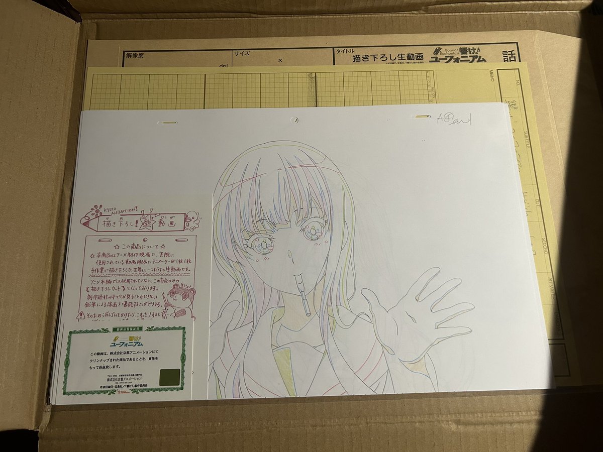 ljxr7's tweet photo. 本日、無事にみぞれの描き下ろし生動画が届きました。
本当にありがとうございます🙏
大切に飾らせて頂きます！
 
#ユーフォ最終楽章 
#anime_eupho #SoundEuphonium
#鎧塚みぞれ  #京アニ https://t.co/4dCuCJuv4N