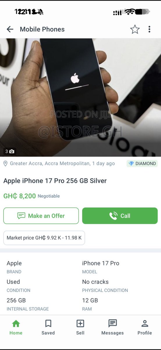 kofisikaa's tweet photo. I listed this particularphone for 12k
Assistant Owner(scammer) post am 8200 on a page im unaware of

You’ll  contact him and He will reach out to me to deliver on his behalf. He will tell you to send momo to him as soon as my rider reaches your location and give you pressure cz somebody else wants it( of course its cheap)
You send the momo finish, then he’ll block both of us
Im left with no option than to return my phone.

Beware of this new scam in town ⚠️⚠️
iPhones are expensive!! No follow falaaa lose your money