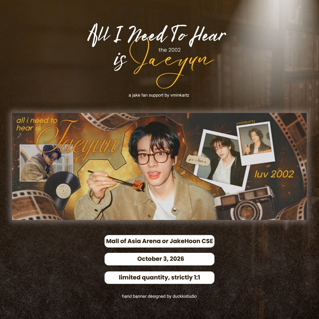 vminkartz's tweet photo. 𝘈𝘭𝘭 𝘐 𝘕𝘦𝘦𝘥 𝘵𝘰 𝘏𝘦𝘢𝘳 𝘪𝘴 𝘑𝘢𝘦𝘺𝘶𝘯 — 𝟐𝟎𝟎𝟐.
a jake fan support for endless fm

⋆ like &amp; retweet 
⋆ limited qty, strictly 1:1
⋆ open for trades!
⋆ will give some at jakehoon cse 

#DunkinPH_ENDLESS #DunkinPH 
#ENDLESSFunmeet #ENHYPEN ♡ https://t.co/rFNowchx6g