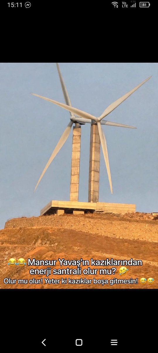 ErkanKacar20's tweet photo. 😂😂 Mansur Yavaş’ın kazıklarından enerji santrali olur mu?
⚡🤣 Olur mu olur! Yeter ki kazıklar boşa gitmesin! 😅😅 https://t.co/h1TBce8FOC