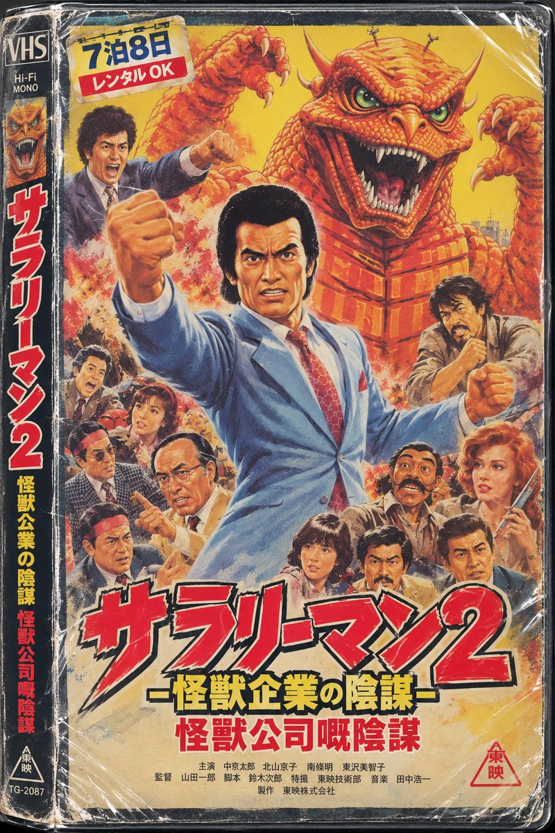 kntm_info's tweet photo. 2作目をオリジナルに近づけ、昭和のレンタルビデオ風みを足してみた。「絶対大したことないだろうけど他に借りるものないし観てみるか......」レベルな感じのパッケージになった https://t.co/GvwoZebjlZ