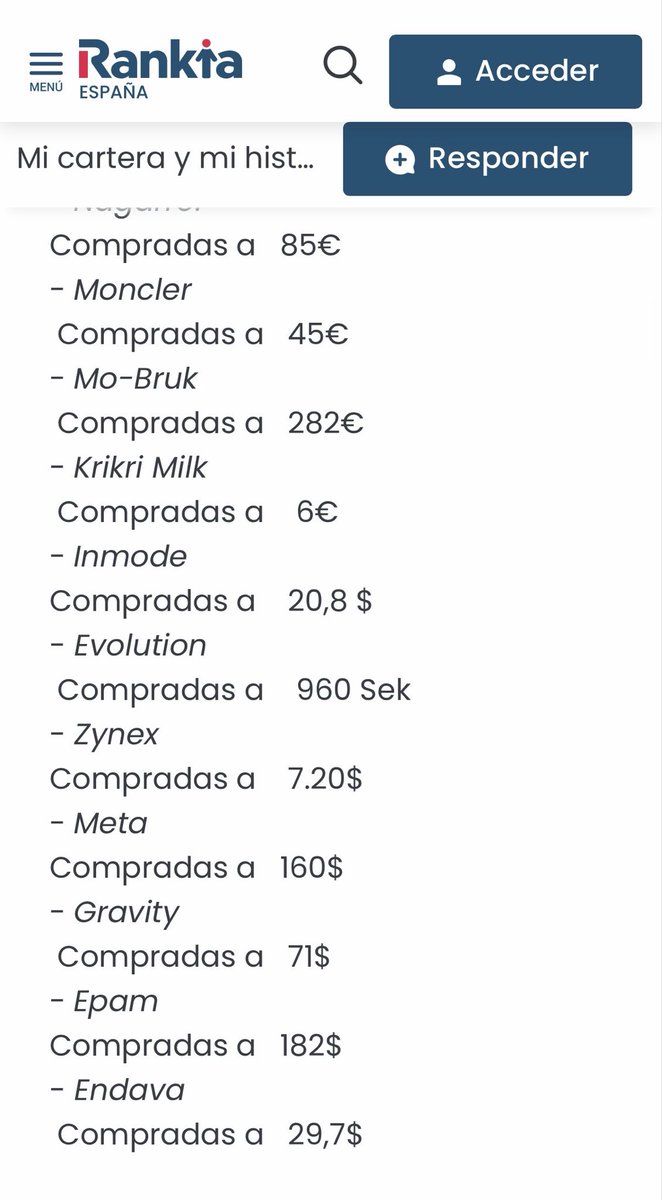 IMalo85's tweet photo. @LocodlDividendo ¿Crees que es posible que tenga un 21% anualizado (como dice desde hace 10 años) con esta cartera que compartió en Rankia hace año y medio y casi todo se ha hundido?
Tiene pinta de mentirosete https://t.co/vvTzGIF9Of