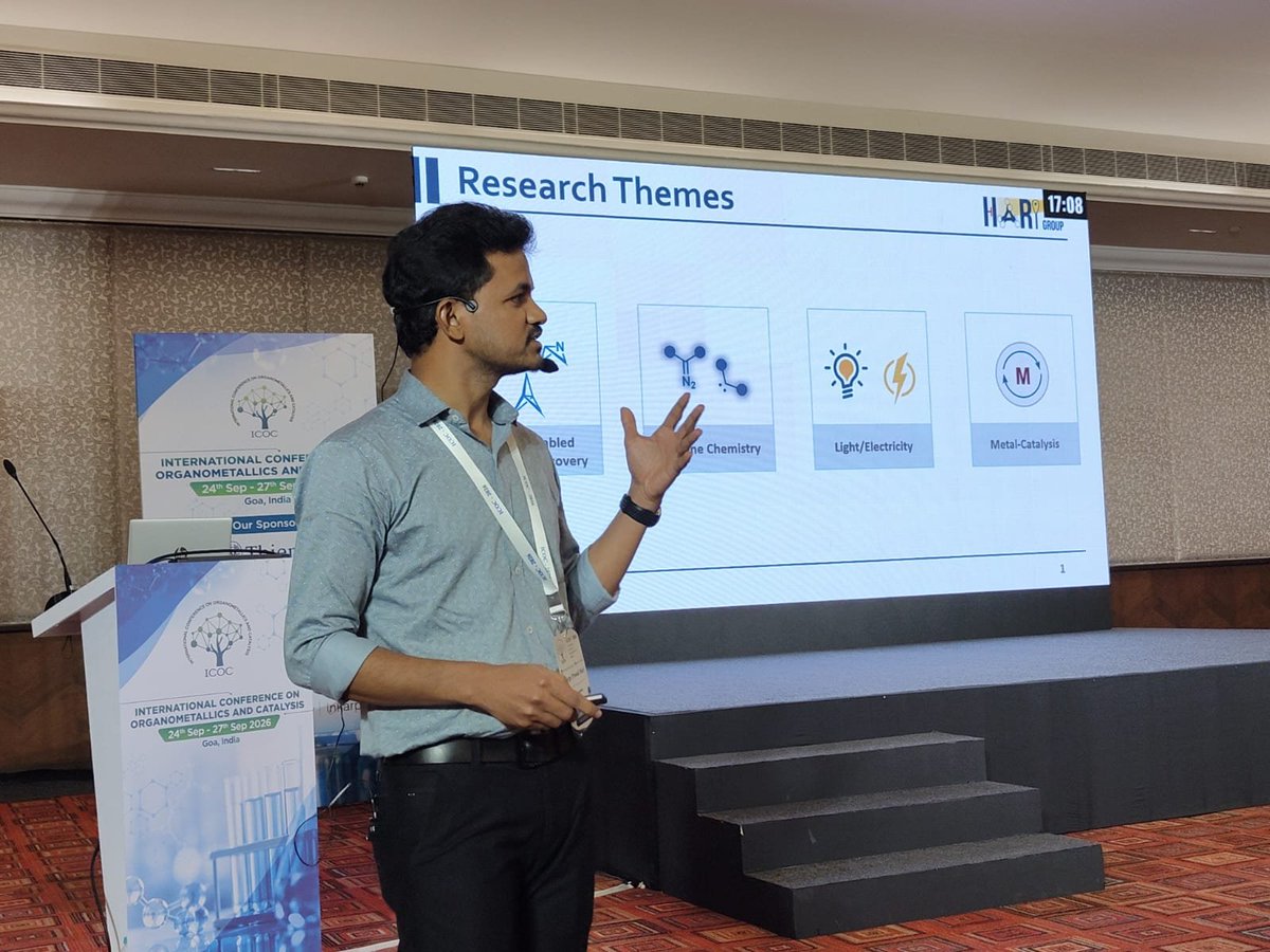 icoc_2026's tweet photo. 🎤✨ Fascinating chemistry. Fresh perspectives. Inspiring science. Prof. Durga Hari @HariGroupIISc is delivering an engaging Invited Lecture at #ICOCIV2026, making for an exciting and insightful session. 🔬🧪 https://t.co/INmhsFEZkV