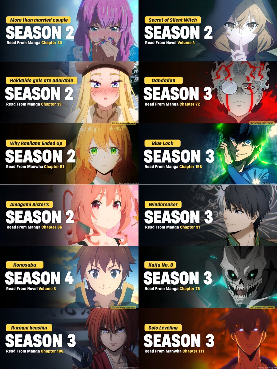 animespiritnews's tweet photo. If you’ve finished this anime season, WHAT TO READ NEXT ! 📖✨ - part 2 

Which one are you gonna read ? https://t.co/dlU28CjE20