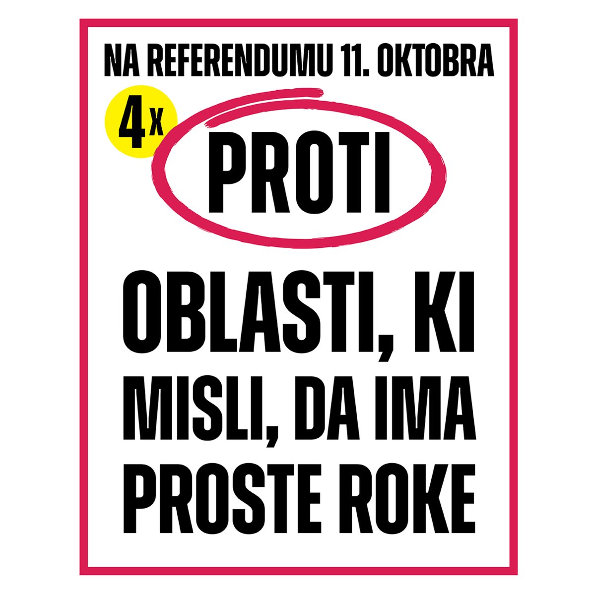 BrezStrahu's tweet photo. PROTI POLITIKI, KI MISLI, DA IMA PROSTE ROKE 
*** 
Na referendumu nas sprašujejo manipulativna vprašanja o prisilnem delu za ranljive, poslanca, ki ne plačuje delavcev, pa brez vprašanja imenujejo za člana @PACE_News Sveta Evrope. Tudi zato bomo na referendumu 4xPROTI! ♥️✊ https://t.co/MZuyZYVYfn