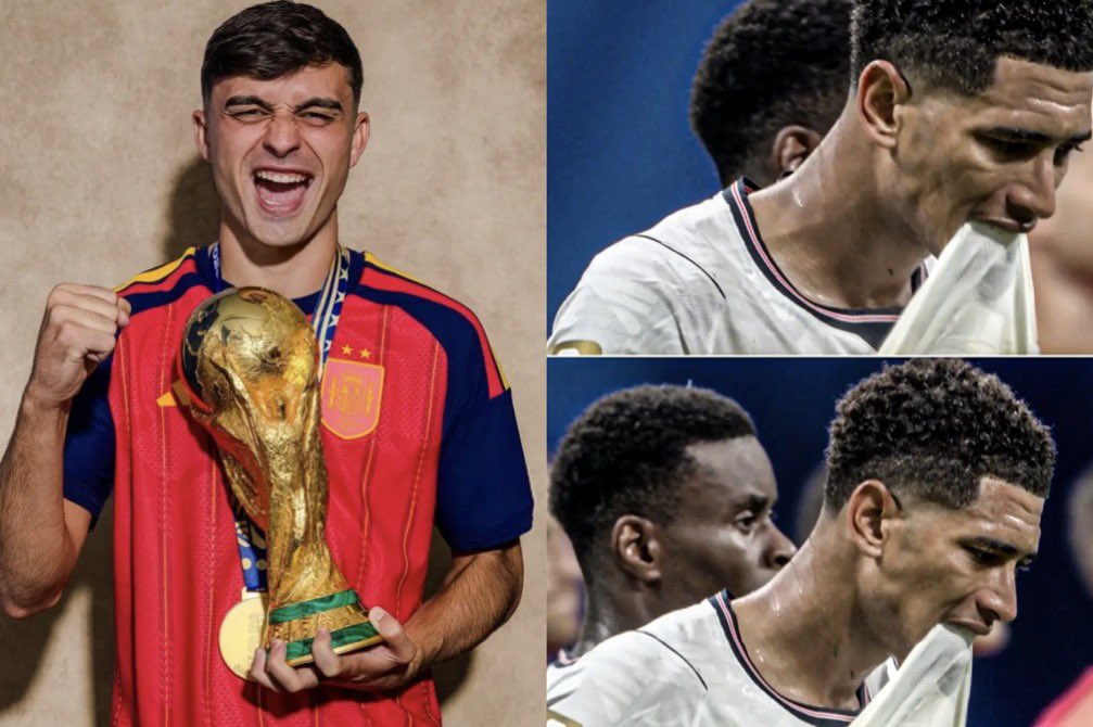 Manutinho_FCB's tweet photo. Pedri y Bellingham se enfrentan esta noche por novena vez en tres temporadas.

Pedri ha ganado 7 de esos 9 enfrentamientos. 😭 https://t.co/p1FY0hdMWF