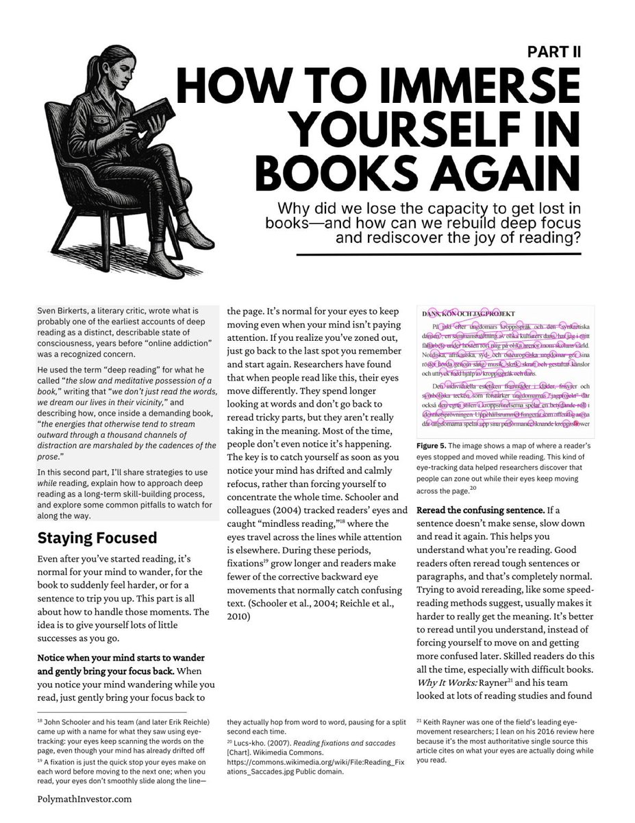 AlexAndBooks_'s tweet photo. Here's a practical guide on how to immerse yourself in books again:

(Guide is from a Substack writer called PolyMathInvestor, credit to him and check out his work) https://t.co/SUBek6giUI