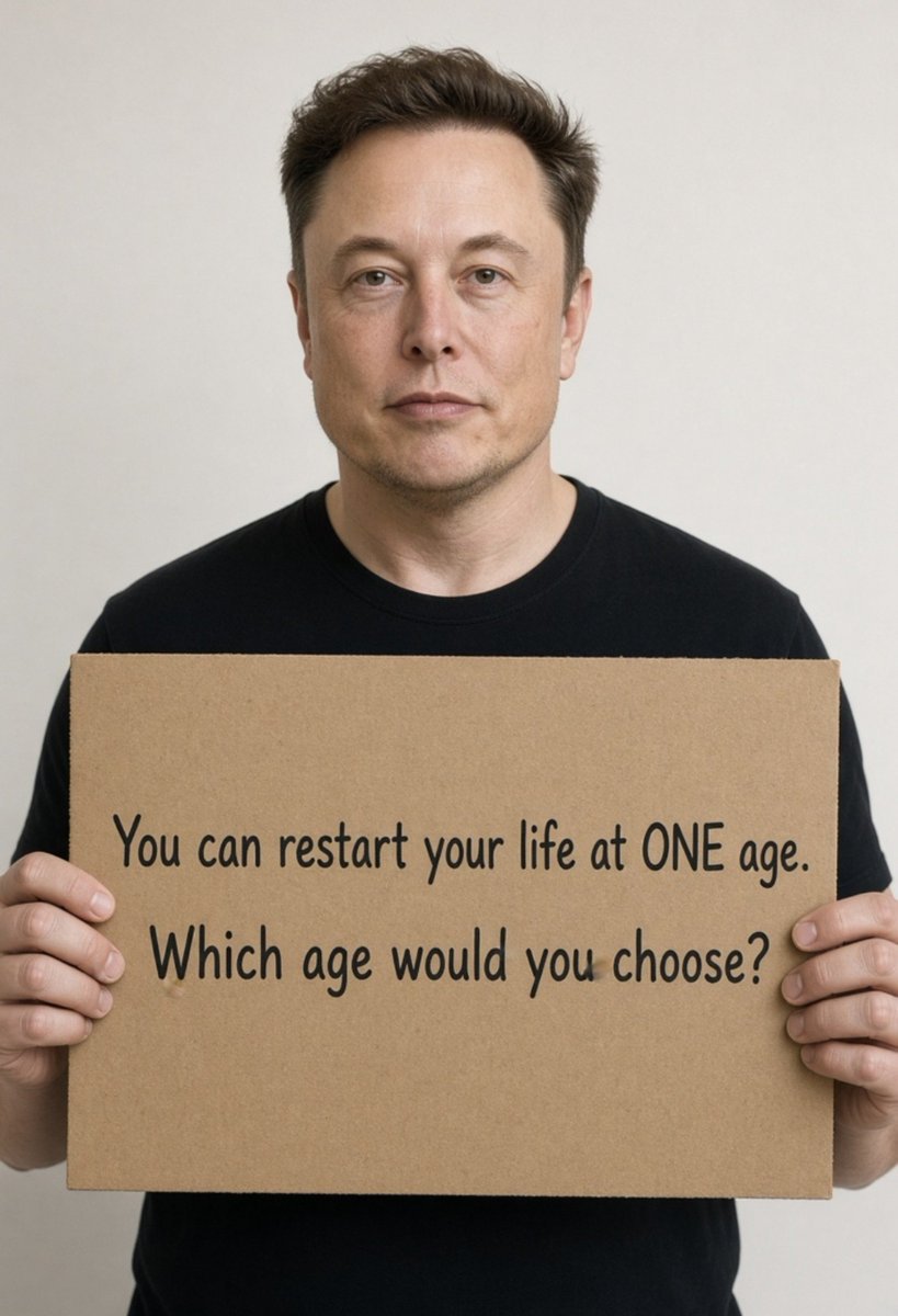 Elonpage114's tweet photo. You can restart your life at ONE age.
Which age would you choose?

A. 10
B. 18
C. 25
D. 30 https://t.co/TcZkGgLew3
