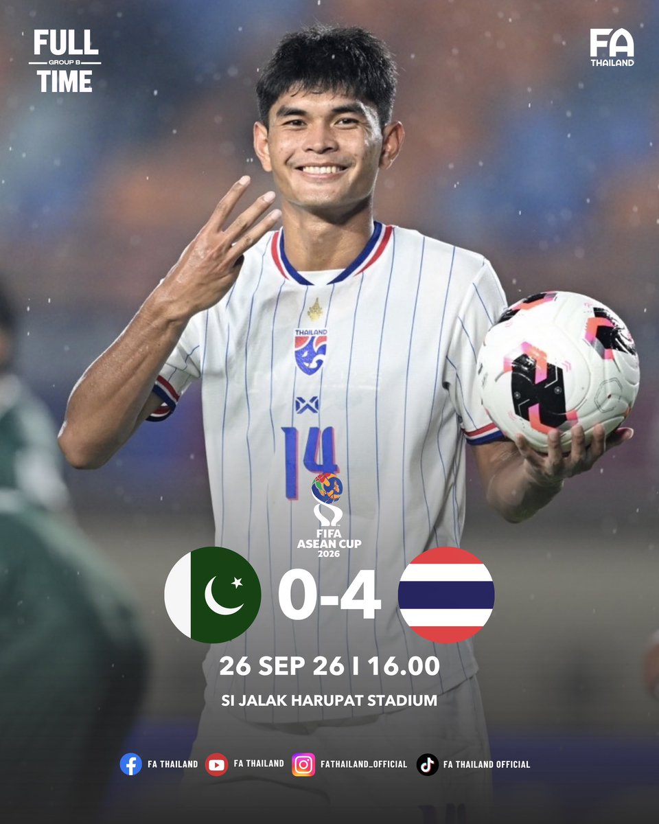 sorrasin's tweet photo. ทีมชาติไทย เก็บชัยเหนือ ปากีสถาน 4 : 0 ประเดิม FIFA ASEAN CUP 2026 
https://t.co/bDrU4o2L4V https://t.co/Xq4YafS8zg