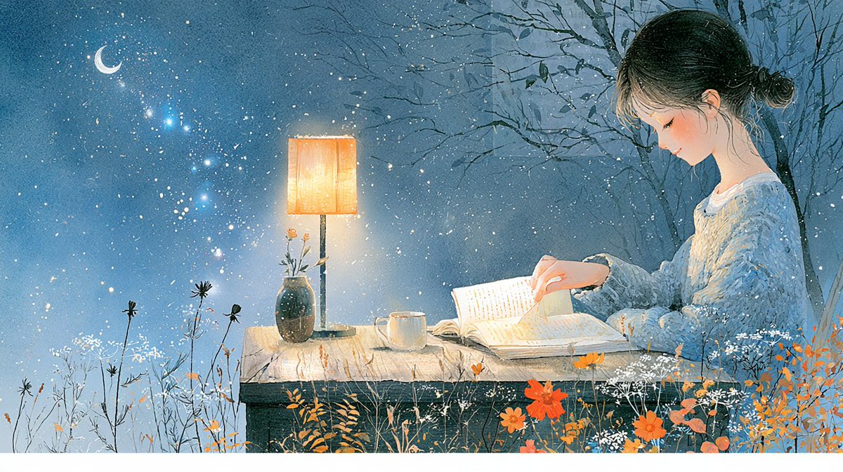 akisora_poet's tweet photo. 頁繰る音のみひびく夜長かな

deep into the autumn night -
the rustle of turning pages
through the stillness

#俳句 #Haiku 
#秋 #autumn
#夜 #night
#micropoetry #AIassisted https://t.co/983g5YwveL