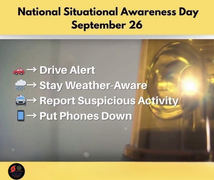 SanPatCountyOEM's tweet photo. The best way to stay safe? 
Notice what’s around you. 👀

Today is National Situational Awareness Day, a good reminder to slow down and pay attention to what’s going on around you. 
If something doesn’t feel right, speak up. 

#SanPatricioCountyOEM
#SituationalAwarenessDay https://t.co/kWFwBQxW7h