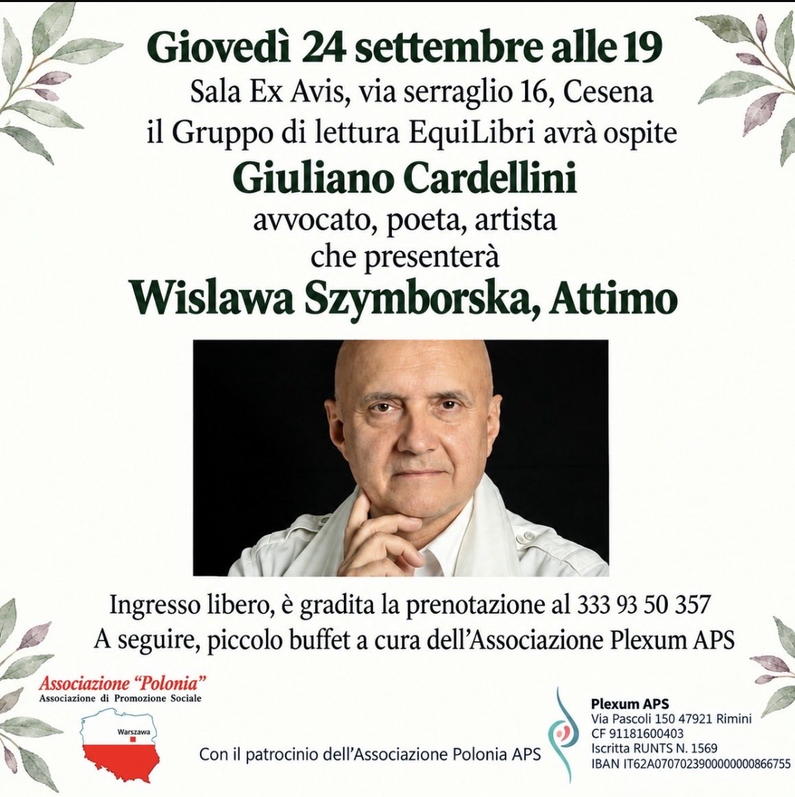 giulianocardell's tweet photo. VIDEO della Conferenza 
di Giuliano Cardellini 

sul libro “ATTIMO” 
di Wislawa Szymborska

a CESENA 
il 24/9/2026

Organizzazione Associazione Plexum APS

Con il patrocinio di Associazione Polonia

https://t.co/URzViAYYTS https://t.co/UglbjvtYpl