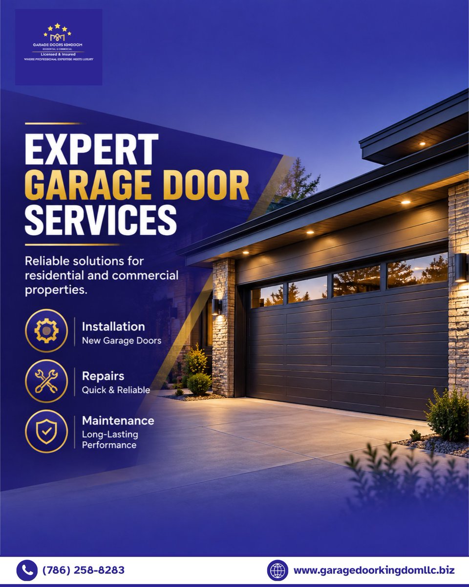 gdkingdomfl's tweet photo. Your #garagedoor deserves expert care that keeps your property safe, secure &amp; working smoothly. Garage Door Kingdom provides professional installation, repair &amp; maintenance solutions for residential &amp; commercial properties.

Call at 786-258-8283
https://t.co/uXZGFIhQYQ

#sunrise https://t.co/dsQsZzCxJU