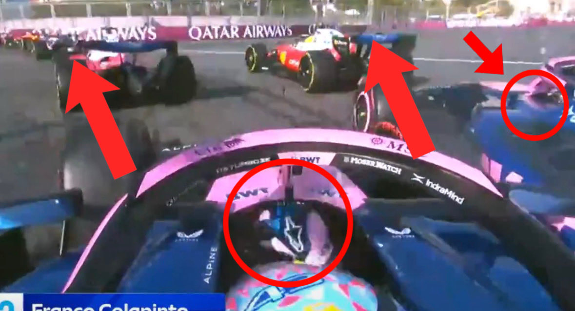 luiiso__'s tweet photo. Acá se ve claramente como el boludo de Gasly no pulsa el botón de invisibilidad a posta y Franquito intenta esquivarlo como pudo. 

Otra vez que los fracasados de Alpine sabotean al Senna moderno. La tienen adentro wacho 😭😭😭. https://t.co/DIocT1Bh3t