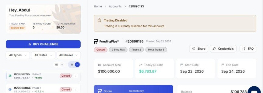 Faded_Propfirm's tweet photo. A trader claims that @FundingPips applied a CID rule violation to his account even though he did not breach any trading rule.

He says he was a 21-year-old student who saved $1,000 through part-time work and was just 0.2% away from reaching $10K funding when the decision was made.

According to the trader, no clear evidence was provided to show what exactly triggered the CID rule.

He is asking @FundingPips to review the case again and provide the specific evidence behind the decision.
@hadifx_trader