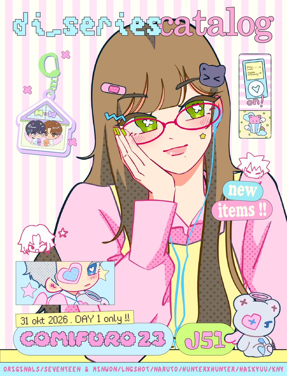 di_series's tweet photo. ⋆🐈‍⬛° di_series catalog !! #comifuro23 

⭑ #CF23 @ table J51
⭑ 31/10 ~ Day 1 only
⭑ pick up order ok ♡ link below

📁 originals, seventeen, minwon, lngshot, naruto, haikyuu, hunterxhunter, kny

(1/5) https://t.co/6cxOj1iO19