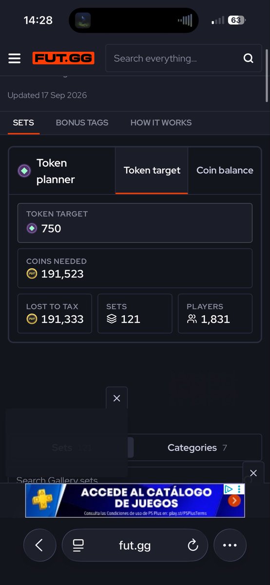 AleeexF3's tweet photo. @Ramzextra señor, tú igual lo sabes. Esto de la galería vía https://t.co/qww70dgW5j, en este caso, significa que se necesitan 191.523 monedas para los 750 tokens, pero que a la vez, pierdes 191.333 monedas con el tax de cada venta de jugador al mercado? Es decir, se necesitarían 400k aprox? https://t.co/TBHTn2NJGf