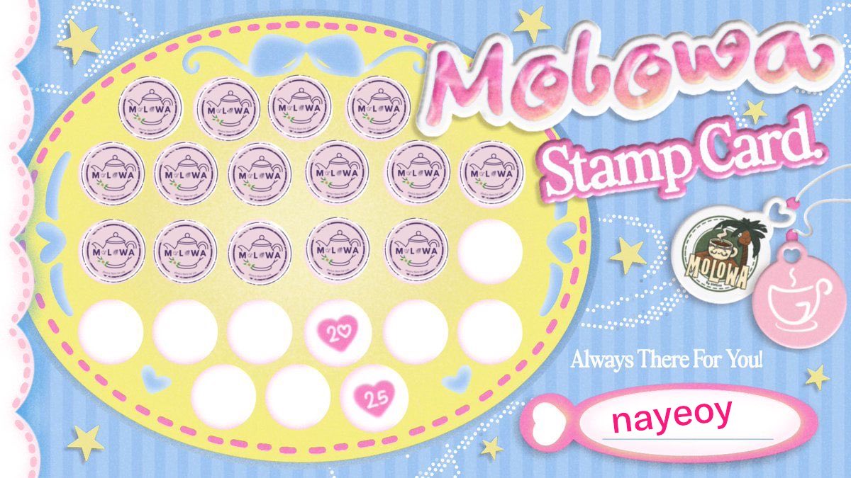 nayeoy's tweet photo. @Nasyeon MOLOWA CAFE 15/03 ~ 29/04 (15 STAMPS)

( https://t.co/zY25rwUQoh ) https://t.co/j5peu2MPGs