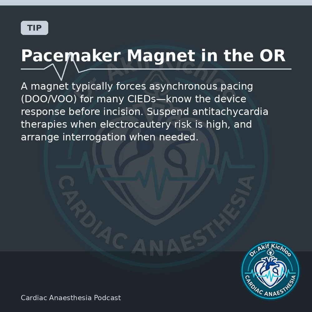 akifkichloo's tweet photo. Congenital &amp; TEE
Pacemaker magnet, sternal re-entry, insulin–glucose for HyperK, Del Nido.
Cardiac Anaesthesia Podcast
#CardiacAnaesthesia #CardiacAnaesthesiaPodcast #MedEd #CardiacOR https://t.co/08BxQ5GTGN