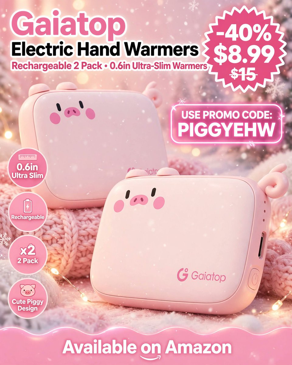 PrimesDeals's tweet photo. 🔥 Gaiatop Rechargeable Hand Warmers 2-Pack 🔥

🔋 Rechargeable Electric Design
📏 Ultra-Slim 0.6" Size
🧤 Perfect for Cold Weather
🏷️ Use Promo Code: PIGGYEHW
💰 40% OFF — $8.99
🔗 Affiliate Link 👉 https://t.co/b52IXs5nbl https://t.co/H11U2gF4Er