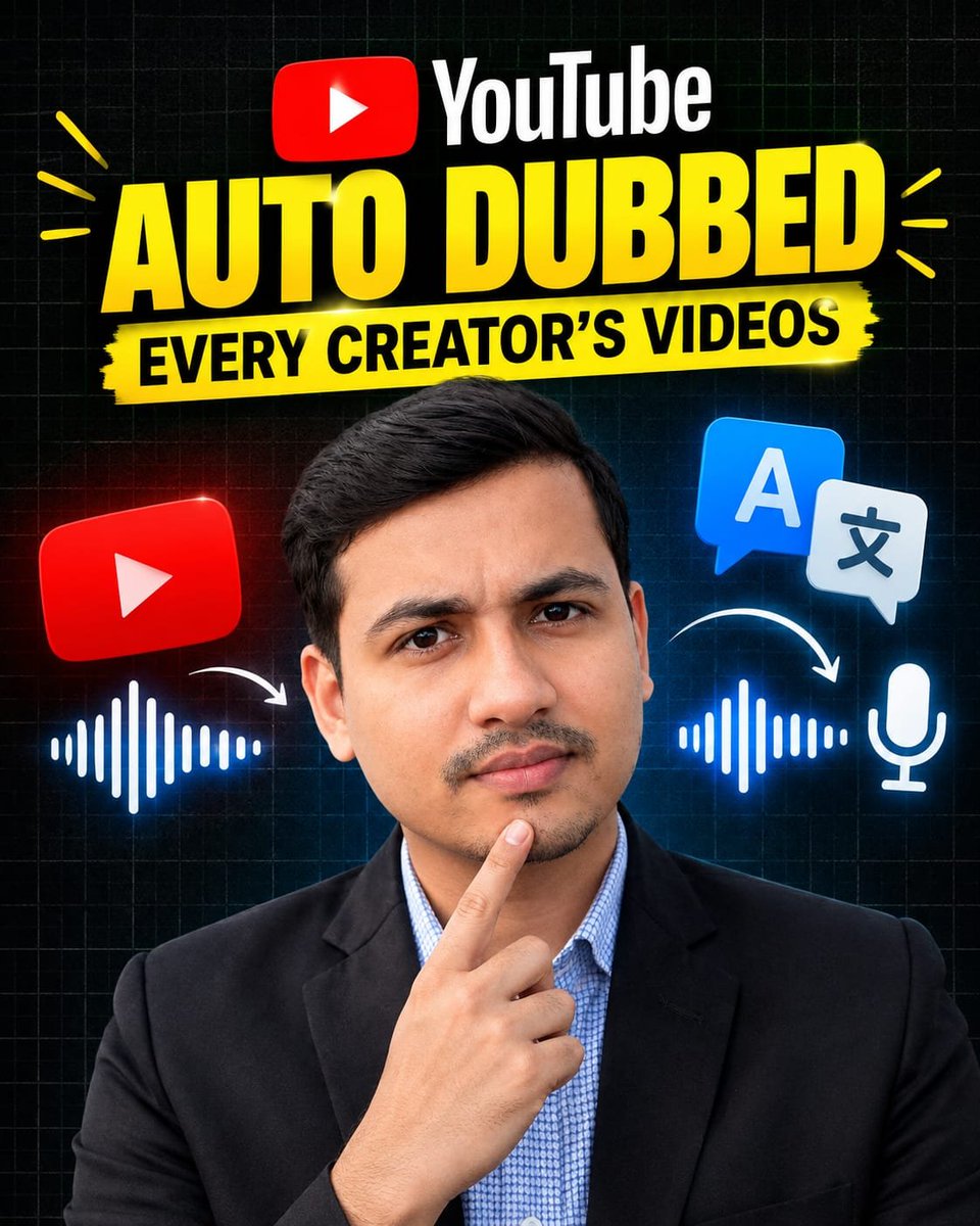 md_rasel1m's tweet photo. In April 2026, YouTube rolled out auto dubbing to ALL creators.
This means your videos can now be automatically dubbed into multiple languages.

📩 DM me to set up your global reach strategy.
📞 WhatsApp: +8801833991701
Email: mdrasel14056@gmail.com 

#YouTubeTips #YouTubeGrowth https://t.co/IpEyBvy31c