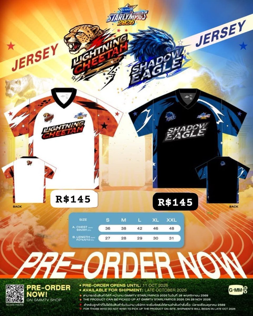 Moonlightcegs_'s tweet photo. PRÉ-VENDA CAMISA DO STARLYMPICS 2026

Valores: R,$145 + FreteS
Pagamento até dia 09/10

Envios para WH a partir do final de Outubro!!

#GMMTV
#GMMTVStarlympics2026 https://t.co/4dK9qg17b5