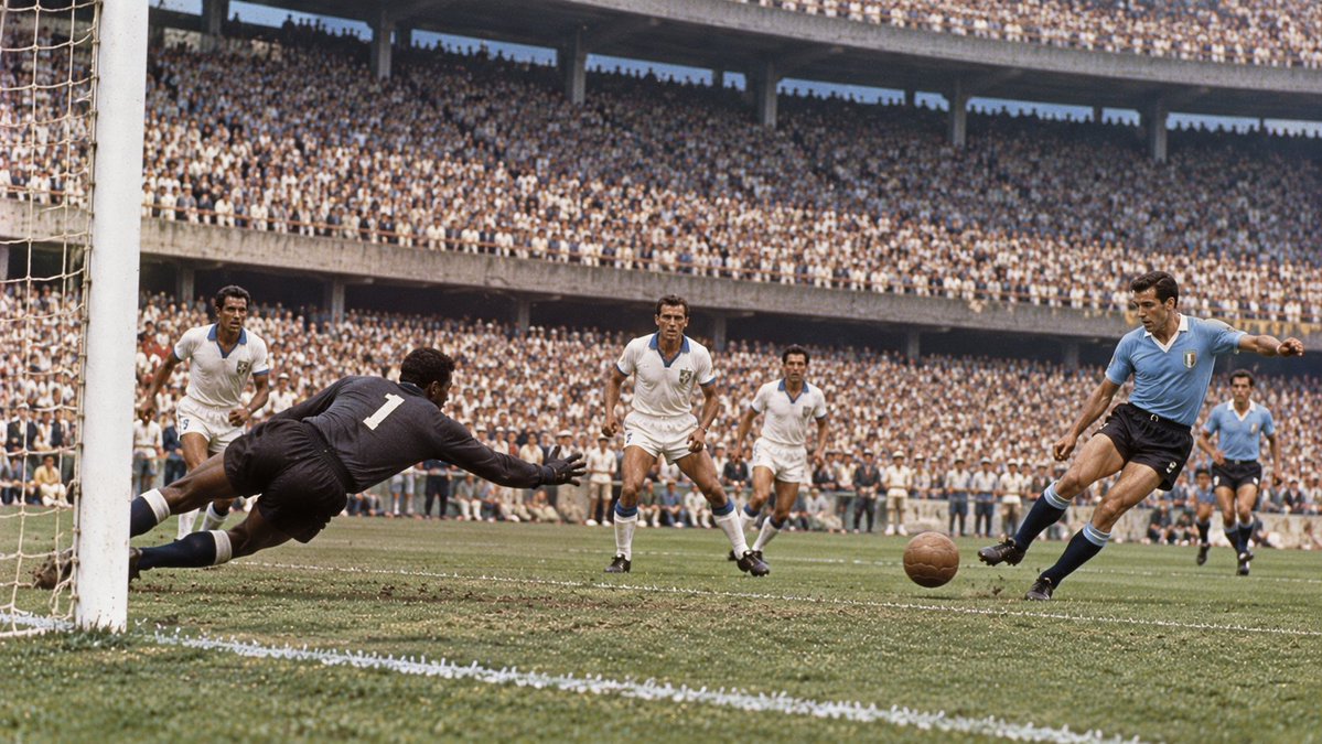 SoccerAmplified's tweet photo. DID YOU KNOW URUGUAY WON THE 1950 WORLD CUP WITHOUT A TRADITIONAL FINAL?

The 1950 FIFA World Cup did not end with a conventional one-match final.

The four group winners advanced to a final round-robin, and the team that finished first became world champion.

Brazil, Uruguay, Spain and Sweden contested that group.

Brazil beat Sweden 7–1 and Spain 6–1.

Uruguay drew 2–2 with Spain and beat Sweden 3–2.

Brazil therefore needed only a draw against Uruguay to win the tournament.

The decisive match was played at the Maracanã Stadium in Rio de Janeiro on 16 July 1950.

Friaça put Brazil ahead in the 47th minute.

Juan Alberto Schiaffino equalised in the 66th minute.

Alcides Ghiggia scored the winner in the 79th minute.

Uruguay won 2–1 and claimed a second World Cup title.

The official attendance was 173,850, still the largest recorded crowd for a FIFA World Cup match.

The match became known as the Maracanazo.

It was the last fixture of the four-team championship round, not a knockout final, but it decided the world champions.

#WorldCup #Uruguay #Brazil #Maracanazo #FIFAWorldCup #FootballHistory #DidYouKnow