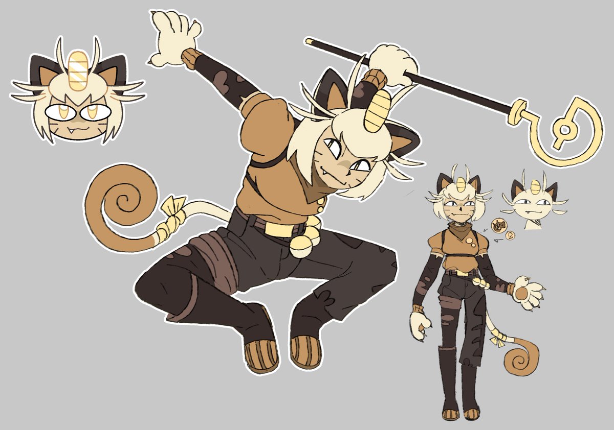aetherkynn's tweet photo. interesting meowth type character references interesting raccoon type character https://t.co/SFQZwz14r7