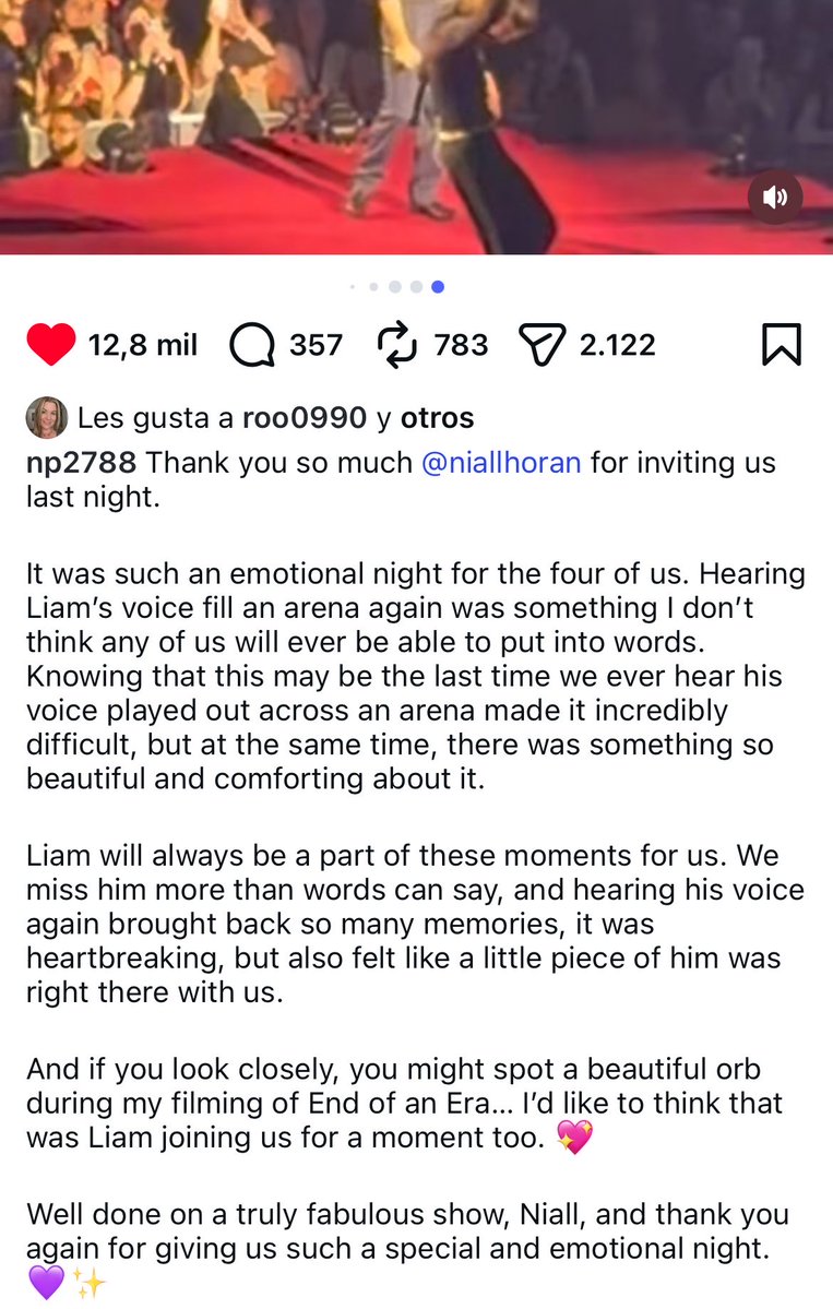 CaroliCarolitaD's tweet photo. El post de Nicola 😢 no entiendo como hay gente que todavía puede atreverse a decir cosas malas e hirientes sobre Liam, cuando su familia y su hijo lo extrañan y lo añoran cada día de su vida, ellos son tan nobles, la gente debería empezar a tener cuidado con lo que dicen de ellos como el post que compartí hace unos días atrás sobre el padre de Liam, ojalá la gente fuera más gentil con la familia de Liam y con Liam igual. ❤️