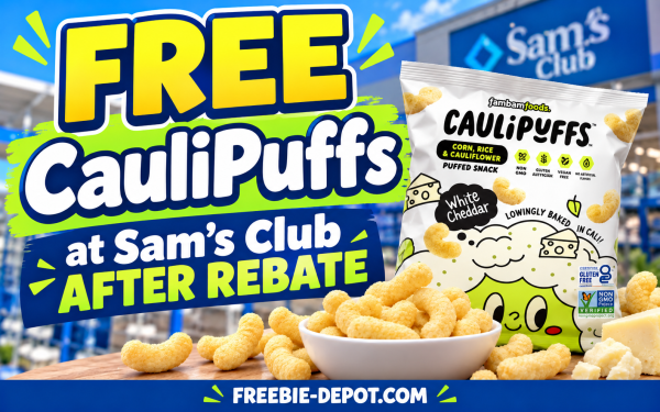 FreebieDepot's tweet photo. Get a FREE 13 oz Bag of CauliPuffs at Sam’s Club After Rebate https://t.co/otNEyUEgNr #CauliPuffs #FreeCauliPuffs #SamsClubFreebie #FreeAfterRebate #SamsClubDeals #FreeSnacks #SnackDeals #GroceryFreebies #RebateDeals #FreebieDepot https://t.co/zwZNwpZ92C