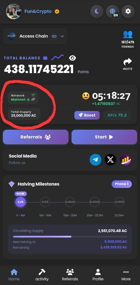 RealCrypta's tweet photo. 🔰 ACCESS CHAIN New Mining

#NewMiningApp  #Access_chain

🔥Total supply is 25M  $AC

⛏️ Mining: 0.25 Ac/day
🔥 Mining : Every 24 hr 

✅️ Still Phase 1 

✍️Registration Link 👇 
    https://t.co/57HWZtYV0H

🔘 Refer Code:- WNCPHY

✅️ Don't forget to enter referal code 🎁 https://t.co/obGkx9jZUb