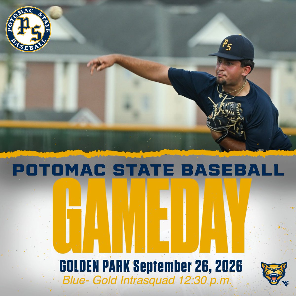 PotomacStateBB's tweet photo. Sunny and 68 at Golden Park today.
Blue-Gold.
#CatamountCulture https://t.co/nQlD5MQaBW
