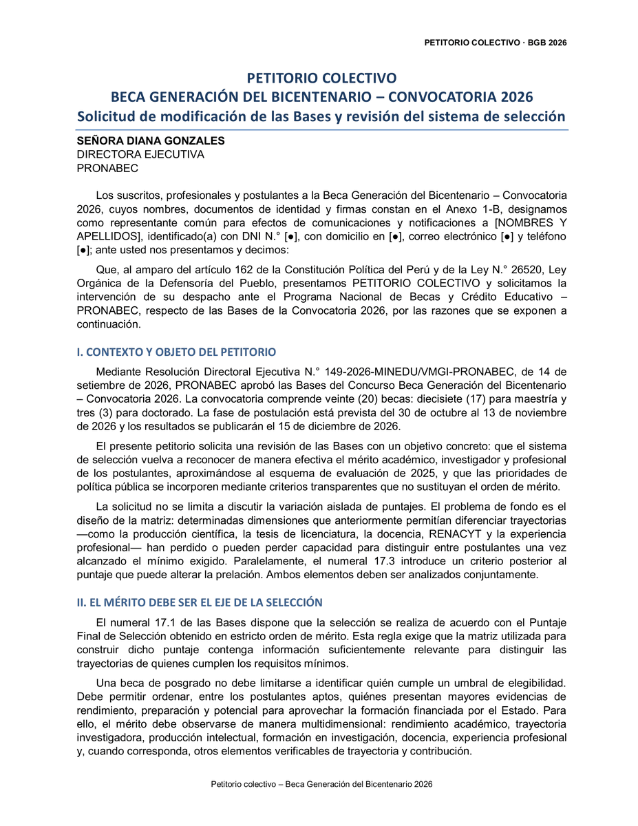 anthgarciam's tweet photo. 🚨 #ATENCIÓN | Entregamos una solicitud formal a la Dir. Ejecutiva de @Pronabec , @dianagonzalesd_ .
Denunciamos que el filtro del Numeral 17.3 (carreras EDO de pregrado) anula la meritocracia. ¡Exigimos eliminar esta restricción y retornar a bases justas como las del 2025! 🧵👇 https://t.co/99HOGAbWqH