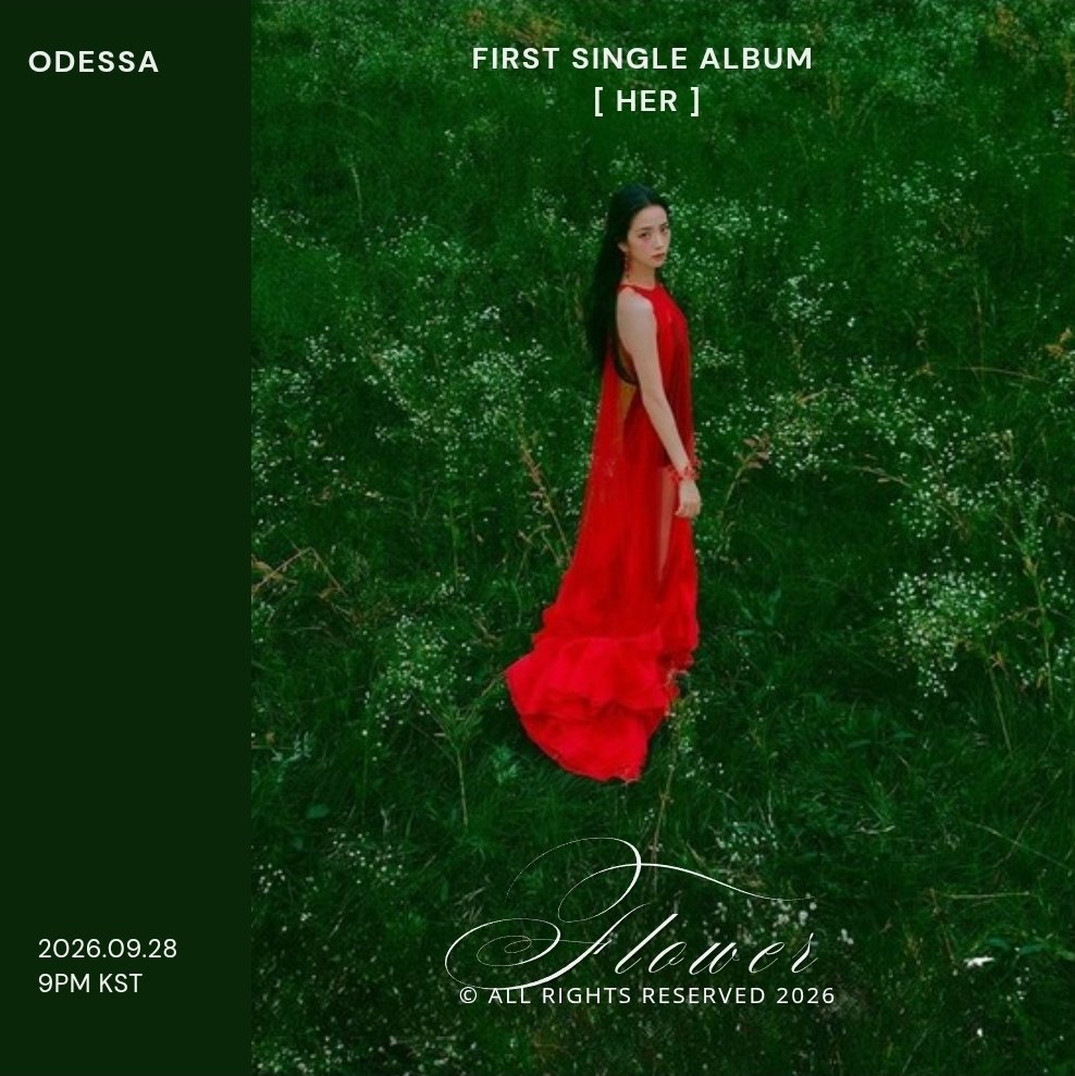 meiodesmei's tweet photo. ODESSA —  
1ST SINGLE DEBUT ALBUM [ HER ]
❛FLOWER❜ 

첫 꽃이 피기 시작한다 
CONCEPT PHOTO #2
2026.09.28 | 9PM KST 

#ktube #comingsoon https://t.co/zmVMHemNcJ