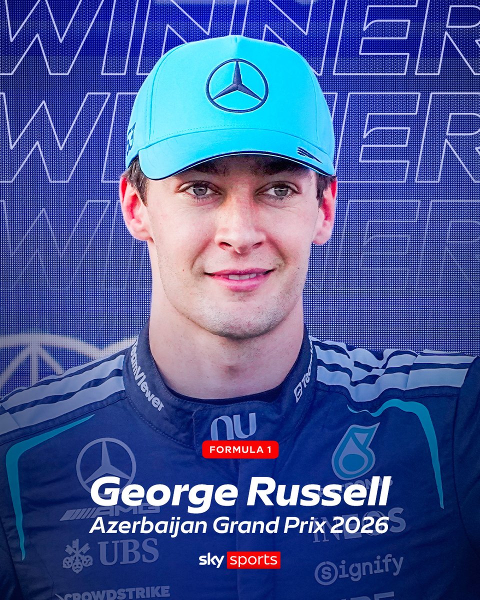 SkySportsF1's tweet photo. GEORGE RUSSELL WINS THE AZERBAIJAN GRAND PRIX! 🇦🇿🏆 https://t.co/XVOf3FPw9B