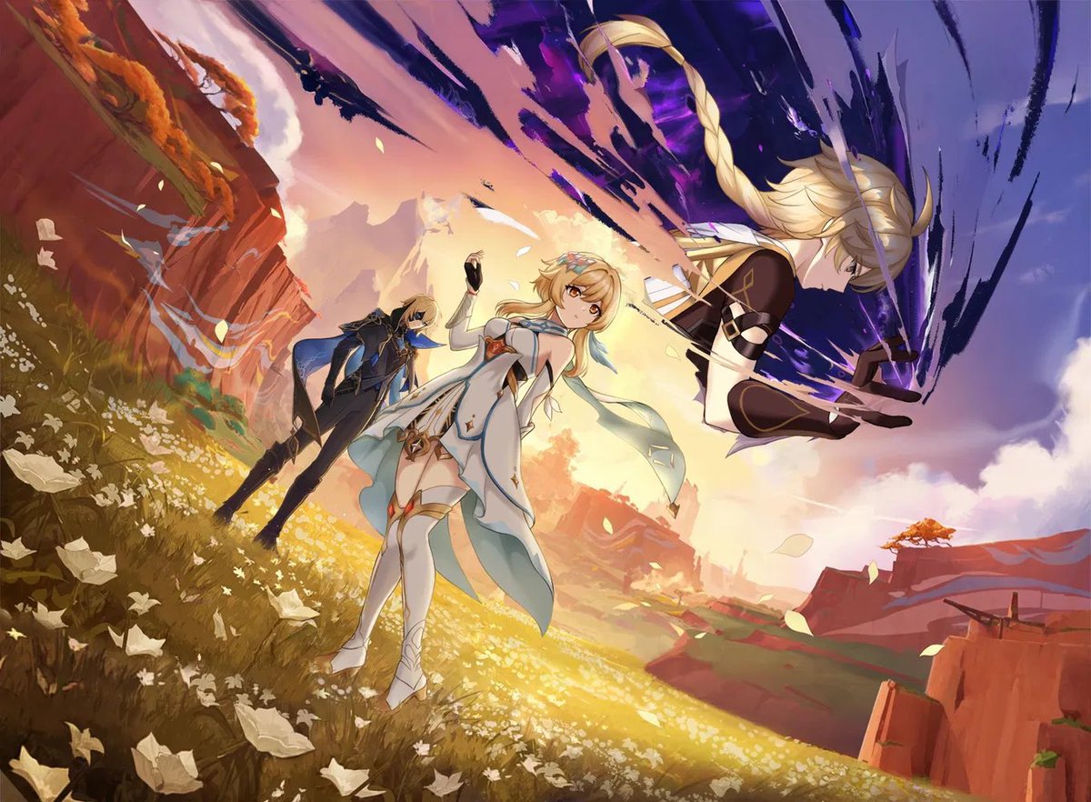MegumiBandicot's tweet photo. It’s insane how Traveler Lumine always looks better in official artworks than Aether https://t.co/4s25TKG6RL