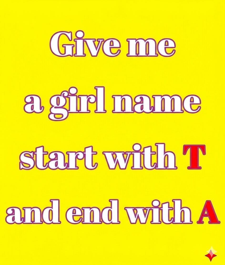 Maya2210__'s tweet photo. Give me a girl name start with T, and end with,A https://t.co/6Nd0jjSVG9