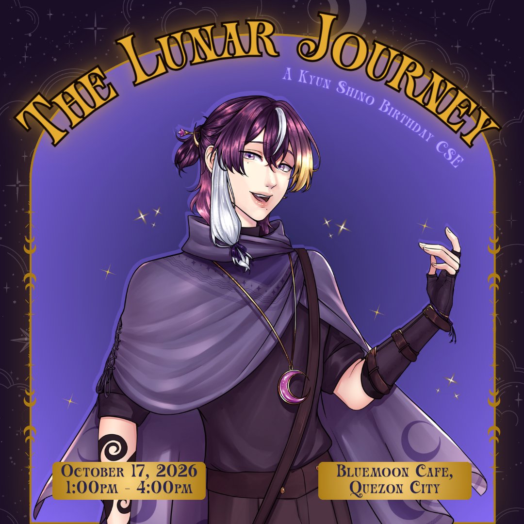 thisislunarcy's tweet photo. 🌙The Lunar Journey: A Kyun Shino Birthday CSE [Registration &amp; Merch Kit Preview]👾

And so the darkness has faded, the path is now revealed.
Dearest shinies, will you join us?

💜: https://t.co/lZSwZVOlhq

#TheLunarJourney #KyunsDay2026 https://t.co/EBXwsCUKOd