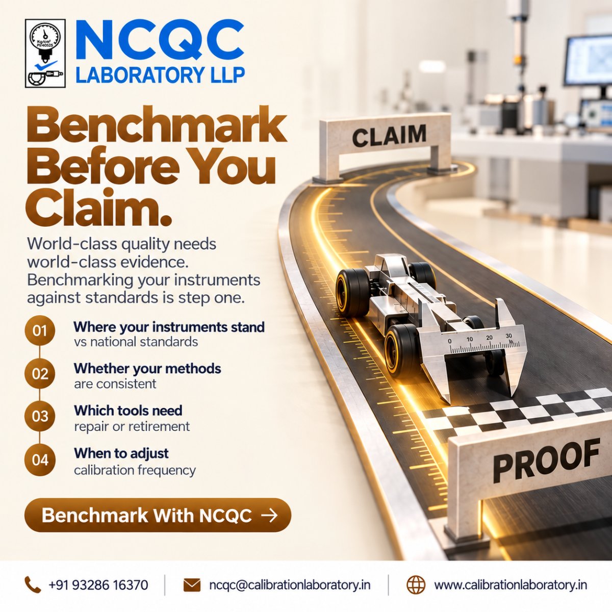 NcqcLab's tweet photo. 🏁 Benchmark Before You Claim. 📏🔬 Compare instruments &amp; methods against standards, spot variations, identify tools needing attention, and strengthen measurement confidence with evidence. 🎯 Benchmark With NCQC. #Calibration #NABL #Metrology https://t.co/EDNcAUwren