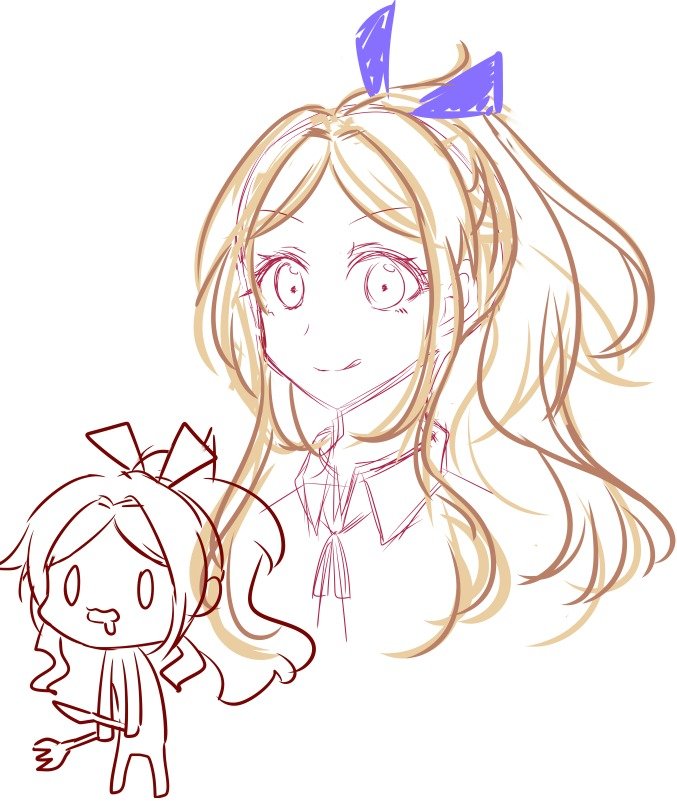 roka_syk's tweet photo. とあるキャラのリデザしようかなと描き描き。真ん中分けのポニテで下ろすとふわロング？　2枚目はメーカーをお借りして、服どんなにしようかなー https://t.co/mkF9Qwyczb