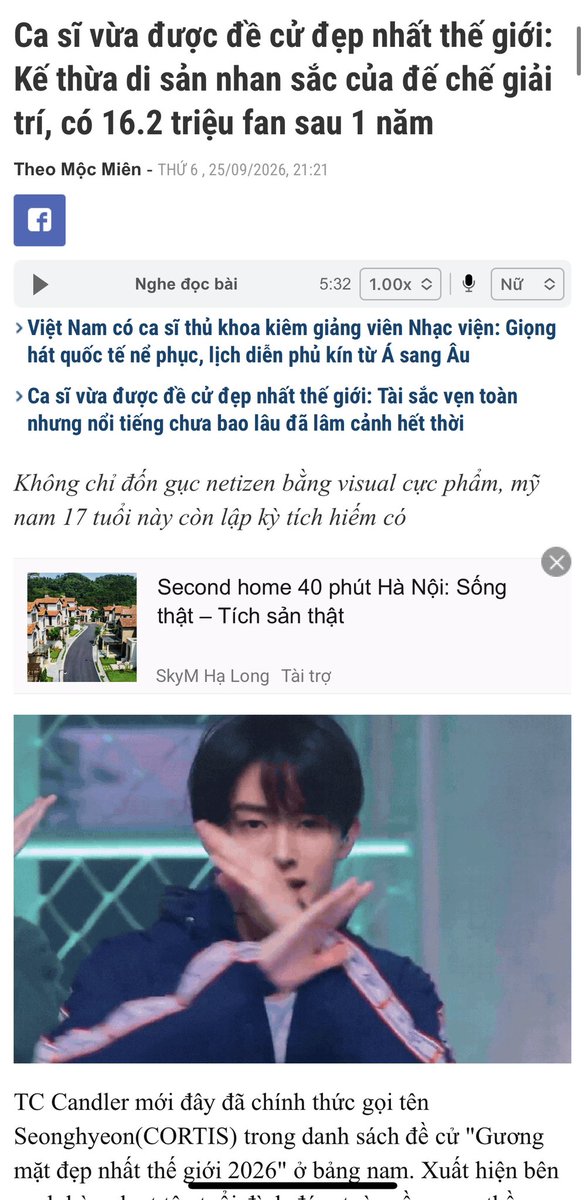 eomlandvnfp's tweet photo. 🔥 SEONGHYEON IS MAKING WAVES ACROSS VIETNAMESE MEDIA! 🇻🇳

SEONGHYEON (CORTIS) has been drawing significant attention in Vietnam, with his name continuously appearing across various media platforms in recent days. In addition to being named among the nominees for TC Candler’s “The 100 Most Handsome Faces of 2026,” SEONGHYEON has quickly become the focus of a series of features highlighting his visuals, talent, and artistic journey at just 17 years old.

Notably, SEONGHYEON’s story has quickly spread across three major information platforms in Vietnam: Kênh14, Thanh Niên Việt, and CafeF. From his international beauty nomination, these articles have gone on to explore the appeal of the young idol, from his distinctive facial features and captivating presence to his career journey and artistic achievements with CORTIS.

Beyond his visuals, SEONGHYEON’s image in these articles is also associated with an impressive artistic profile: joining BIGHIT MUSIC at the age of 13, participating in songwriting and music production, and contributing to the development of CORTIS’s distinctive identity. The combination of his appearance, stage presence, and creative abilities has made SEONGHYEON’s story noteworthy beyond simply being about a beauty nomination.

SEONGHYEON continues to spread across multiple platforms, reaching an increasingly wider Vietnamese audience. This also reflects how his image is gradually extending beyond the fan community and becoming that of a young artist receiving broader public attention.

On the occasion of the Mid-Autumn Festival, VTV3 shared childhood photos of SEONGHYEON in a post about the program “Xứ Sở Ánh Trăng” (“The Land of Moonlight”). The unexpected appearance of young SEONGHYEON on the platform of a major television channel quickly drew public attention, garnering 15K likes, 2.8K comments, and 1.8K shares according to the figures recorded on the post. ✨

From TC Candler to major information platforms and VTV3, SEONGHYEON’s story continues to expand in different directions. While the international nomination has placed his visuals in the spotlight, articles covering his artistic journey allow the public to see SEONGHYEON not only as a young artist with striking visuals, but also as an emerging artist gradually building an identity of his own.

┄┄┄┄┄┄┄┄┄┄
𝐄𝐨𝐦𝐥𝐚𝐧𝐝 – 𝐒𝐞𝐨𝐧𝐠𝐡𝐲𝐞𝐨𝐧 𝐂𝐨𝐫𝐭𝐢𝐬 성현 𝐕𝐍𝐅𝐏
#SEONGHYEON #성현 #엄성현 #CORTIS #코르티스