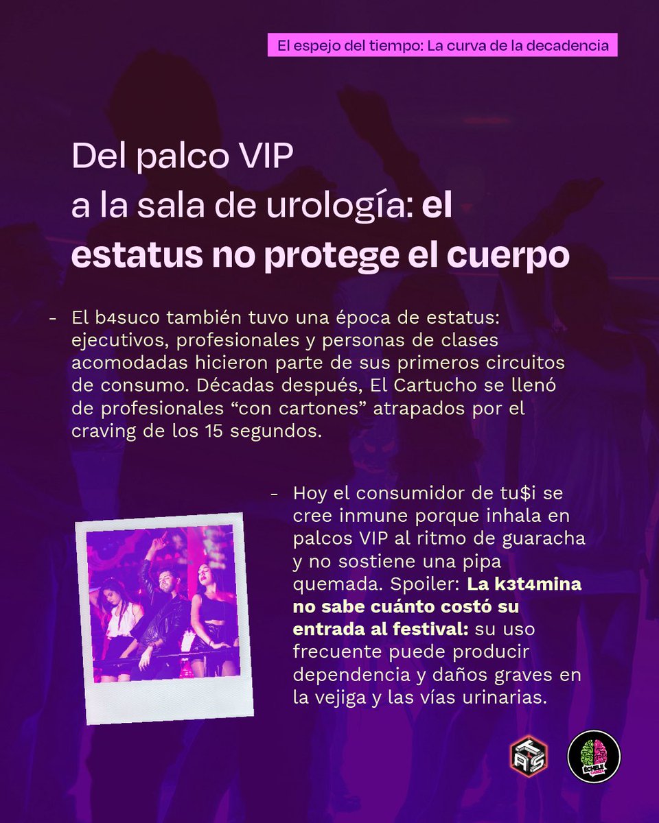 echelecabeza's tweet photo. #semanadeltusi 

Hablemos de esa fascinante costumbre nacional de cambiar de droga pero conservar exactamente los mismos delirios de grandeza 💅🧠.

Artículo completo aquí. https://t.co/x3MDkHWW7F

A nivel sociológico, Colombia tiene una capacidad infinita para la reinvención estética del daño: en los 80 convencieron a medio país de que fumar b4suc0 era un asunto de ejecutivos sofisticados; cuatro décadas después, lograron que una generación entera pague precio de molécula suiza por un picadillo de anestésico para caballos, pepas vencidas y saborizante de tutti-frutti. El empaque cambia, la banda sonora muta de salsa pesada a guaracha estridente, pero el libreto es idéntico.

@MarcelaBrunV @CathyJuvinao @Rodrigo_Lara_